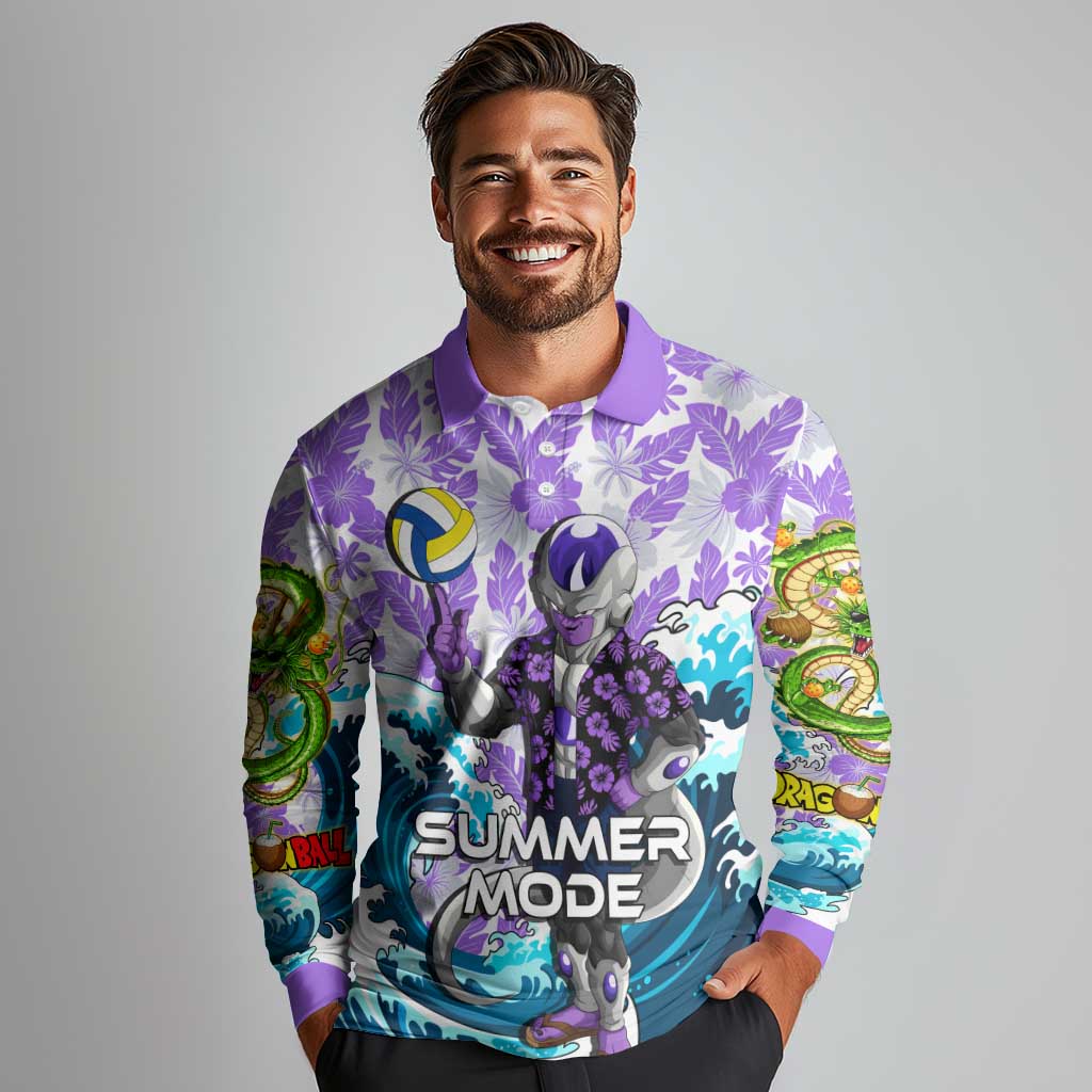 Frieza Dragon Ball Summer Theme Long Sleeve Polo Shirt with Volleyball Floral Shirt and Shenron Tropical Design - The Mazicc