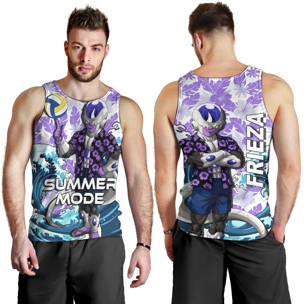 Frieza Dragon Ball Summer Theme Men Tank Top with Volleyball Floral Shirt and Shenron Tropical Design - The Mazicc