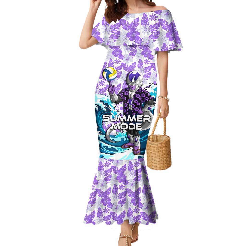 Frieza Dragon Ball Summer Theme Mermaid Dress with Volleyball Floral Shirt and Shenron Tropical Design - The Mazicc