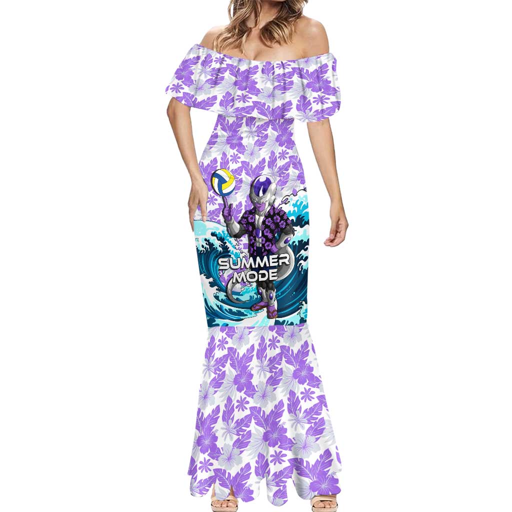 Frieza Dragon Ball Summer Theme Mermaid Dress with Volleyball Floral Shirt and Shenron Tropical Design - The Mazicc