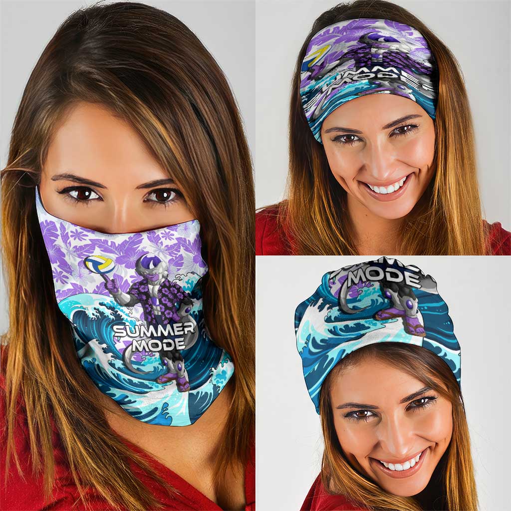 Frieza Dragon Ball Summer Theme Neck Gaiter with Volleyball Floral Shirt and Shenron Tropical Design - The Mazicc