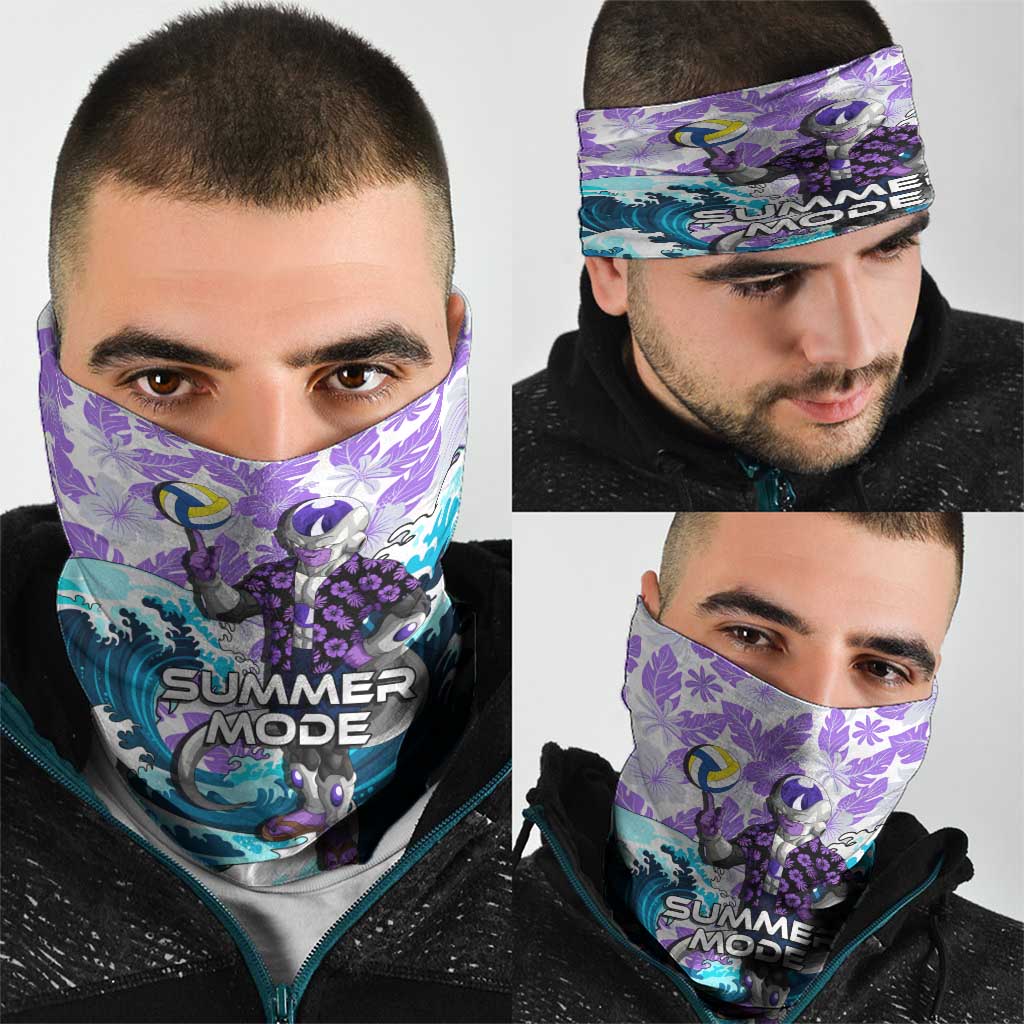 Frieza Dragon Ball Summer Theme Neck Gaiter with Volleyball Floral Shirt and Shenron Tropical Design - The Mazicc