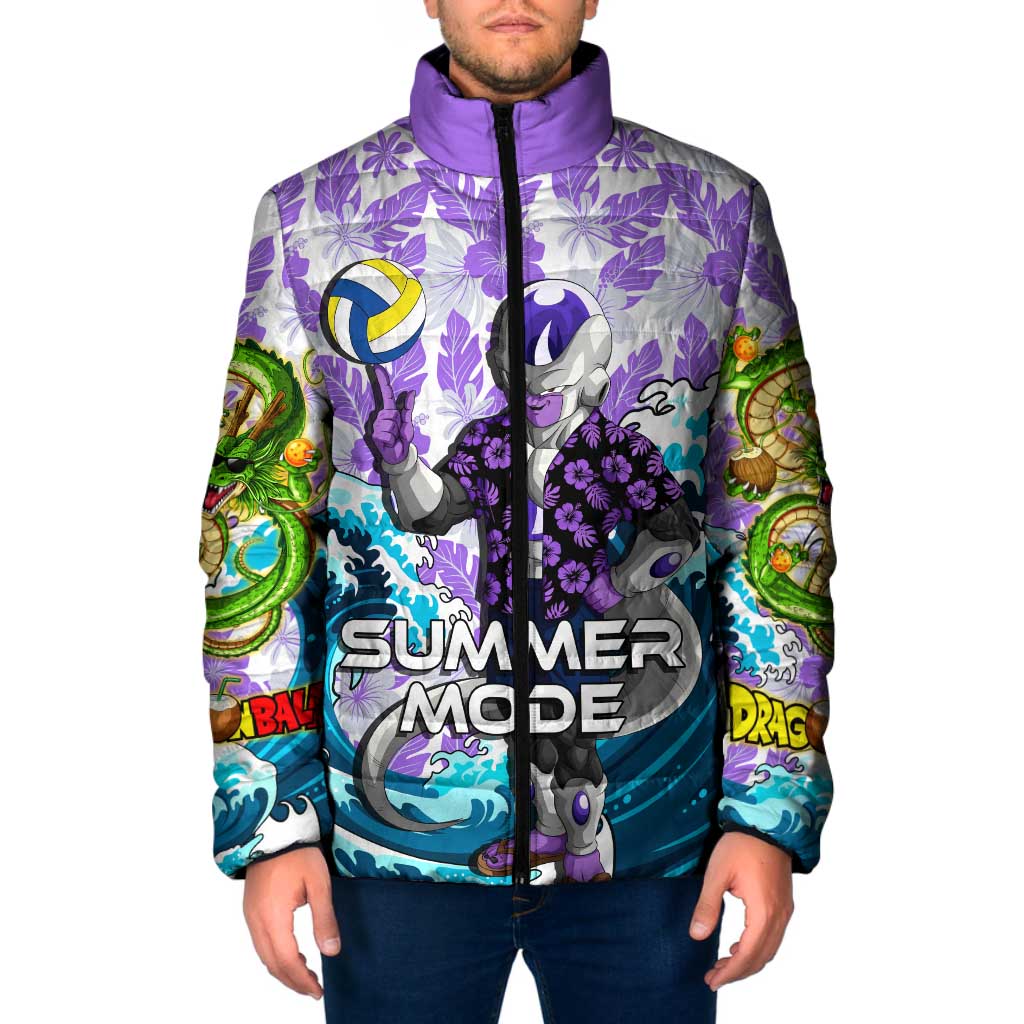 Frieza Dragon Ball Summer Theme Padded Jacket with Volleyball Floral Shirt and Shenron Tropical Design - The Mazicc