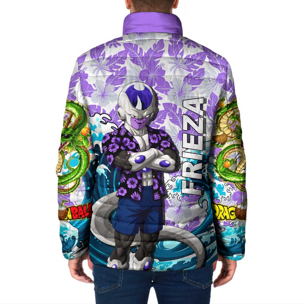 Frieza Dragon Ball Summer Theme Padded Jacket with Volleyball Floral Shirt and Shenron Tropical Design - The Mazicc