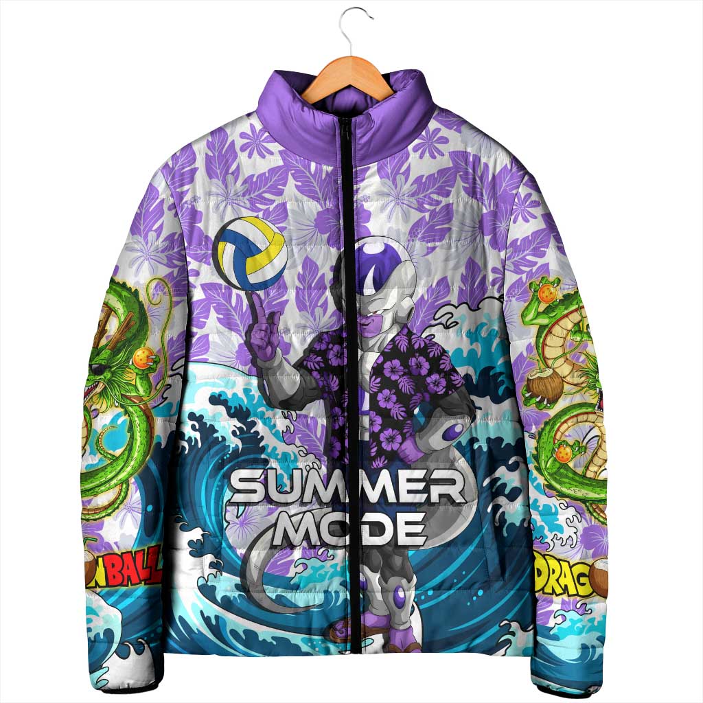 Frieza Dragon Ball Summer Theme Padded Jacket with Volleyball Floral Shirt and Shenron Tropical Design - The Mazicc
