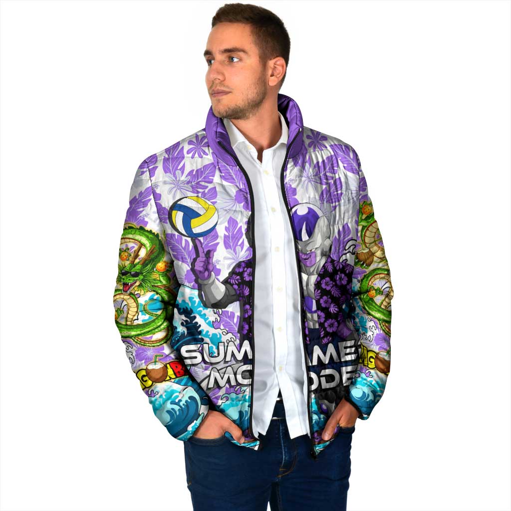 Frieza Dragon Ball Summer Theme Padded Jacket with Volleyball Floral Shirt and Shenron Tropical Design - The Mazicc