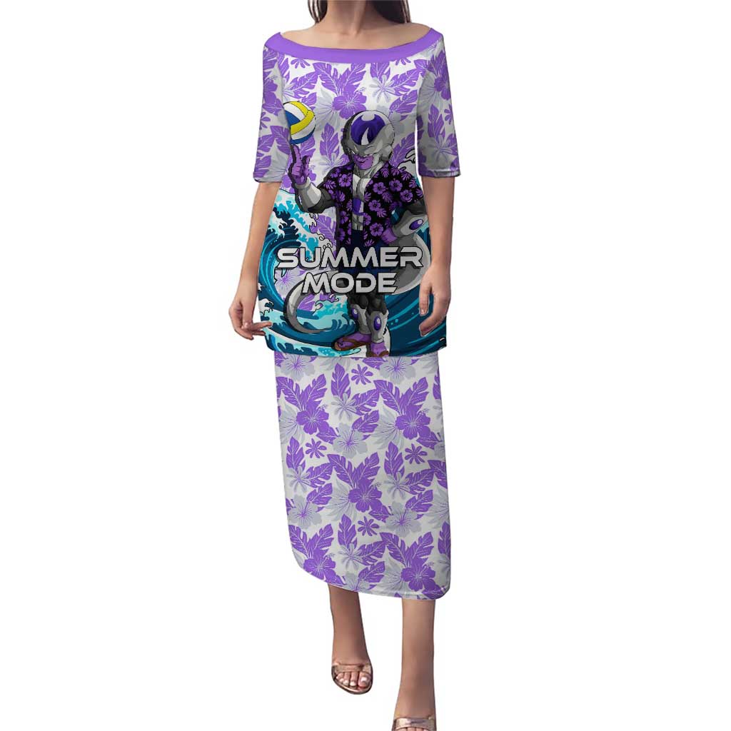 Frieza Dragon Ball Summer Theme Puletasi with Volleyball Floral Shirt and Shenron Tropical Design - The Mazicc