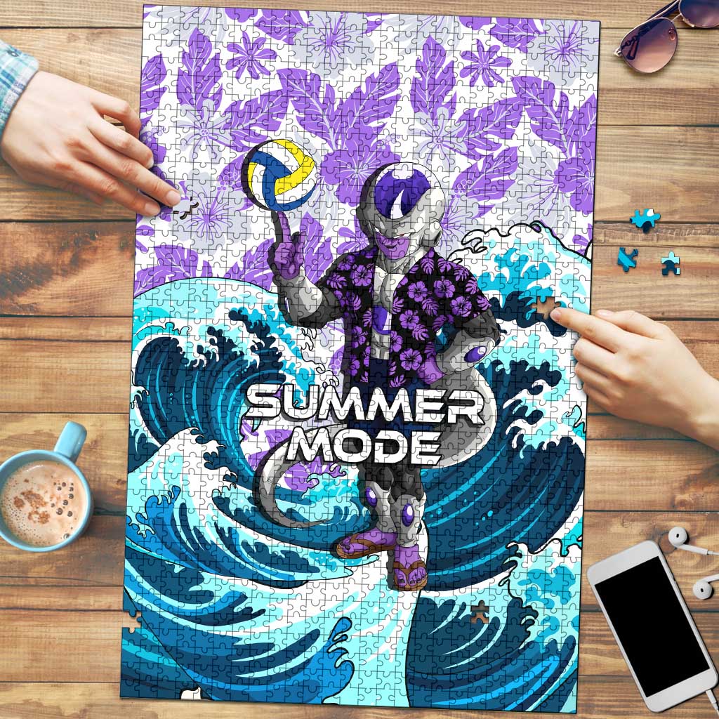 Frieza Dragon Ball Summer Theme Puzzle with Volleyball Floral Shirt and Shenron Tropical Design - The Mazicc