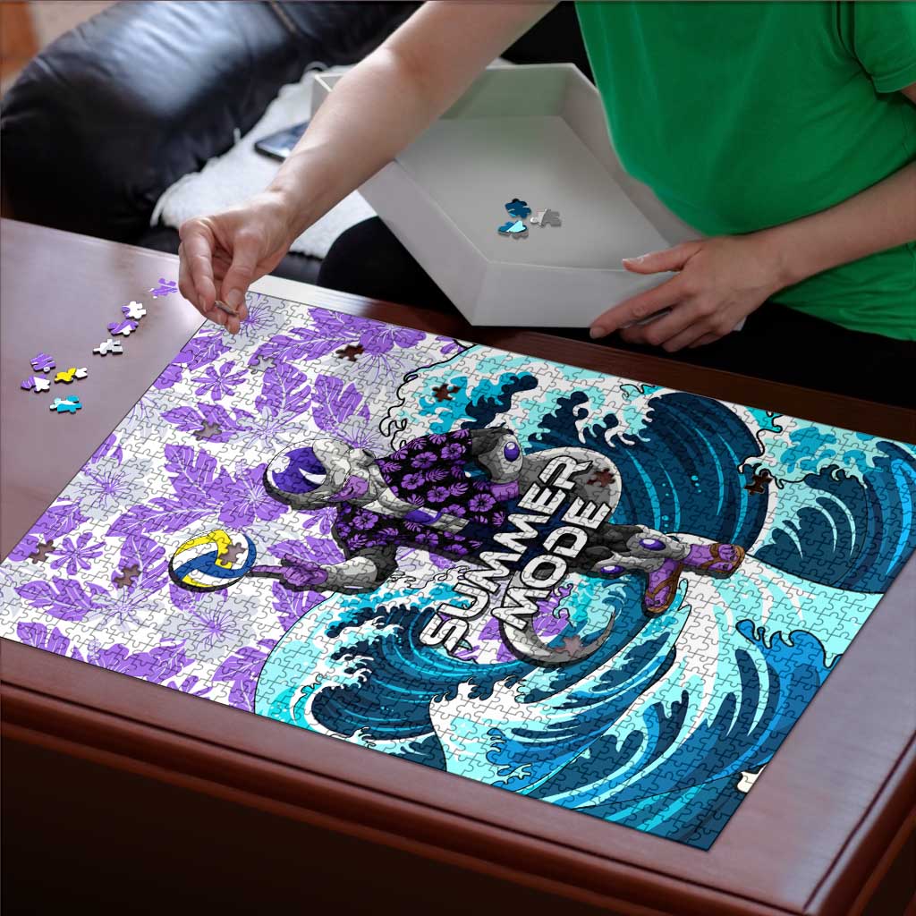 Frieza Dragon Ball Summer Theme Puzzle with Volleyball Floral Shirt and Shenron Tropical Design - The Mazicc
