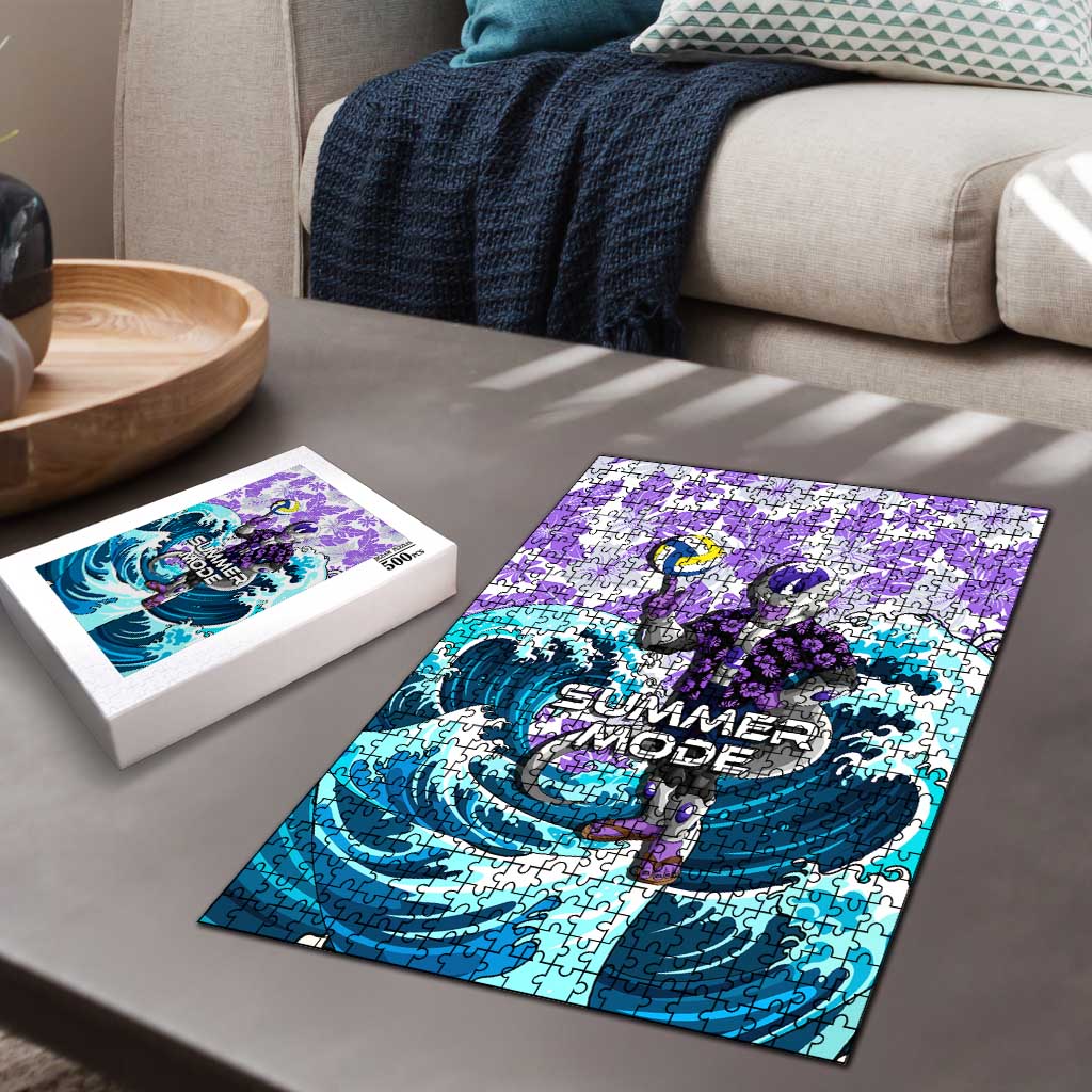 Frieza Dragon Ball Summer Theme Puzzle with Volleyball Floral Shirt and Shenron Tropical Design - The Mazicc