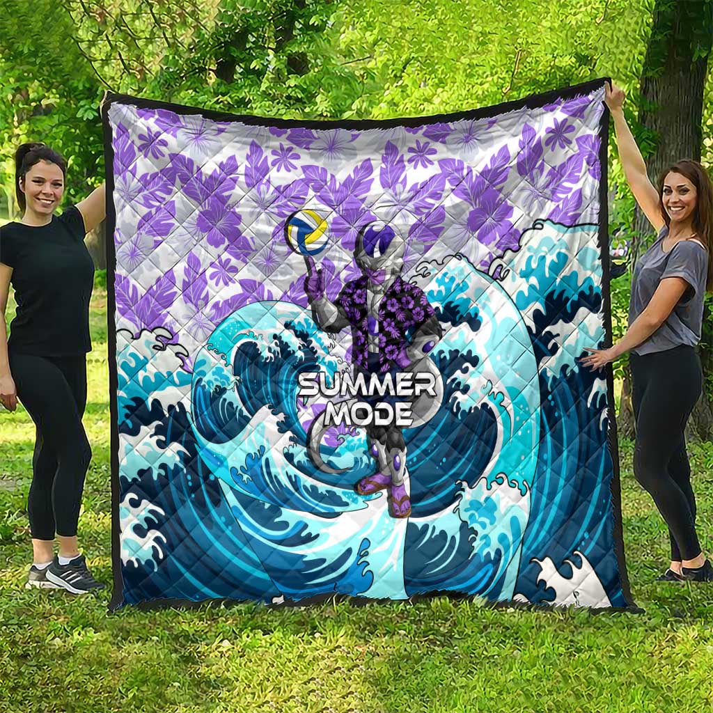 Frieza Dragon Ball Summer Theme Quilt with Volleyball Floral Shirt and Shenron Tropical Design - The Mazicc