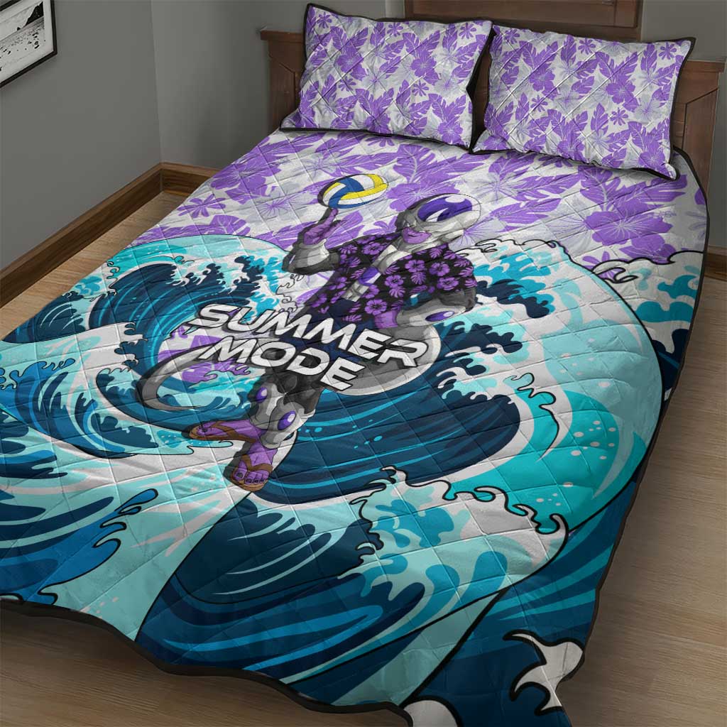 Frieza Dragon Ball Summer Theme Quilt Bed Set with Volleyball Floral Shirt and Shenron Tropical Design - The Mazicc