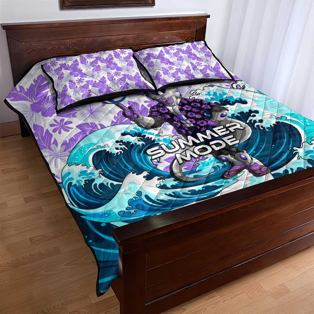 Frieza Dragon Ball Summer Theme Quilt Bed Set with Volleyball Floral Shirt and Shenron Tropical Design - The Mazicc