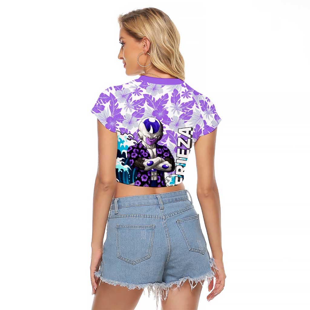 Frieza Dragon Ball Summer Theme Raglan Cropped T Shirt with Volleyball Floral Shirt and Shenron Tropical Design - The Mazicc