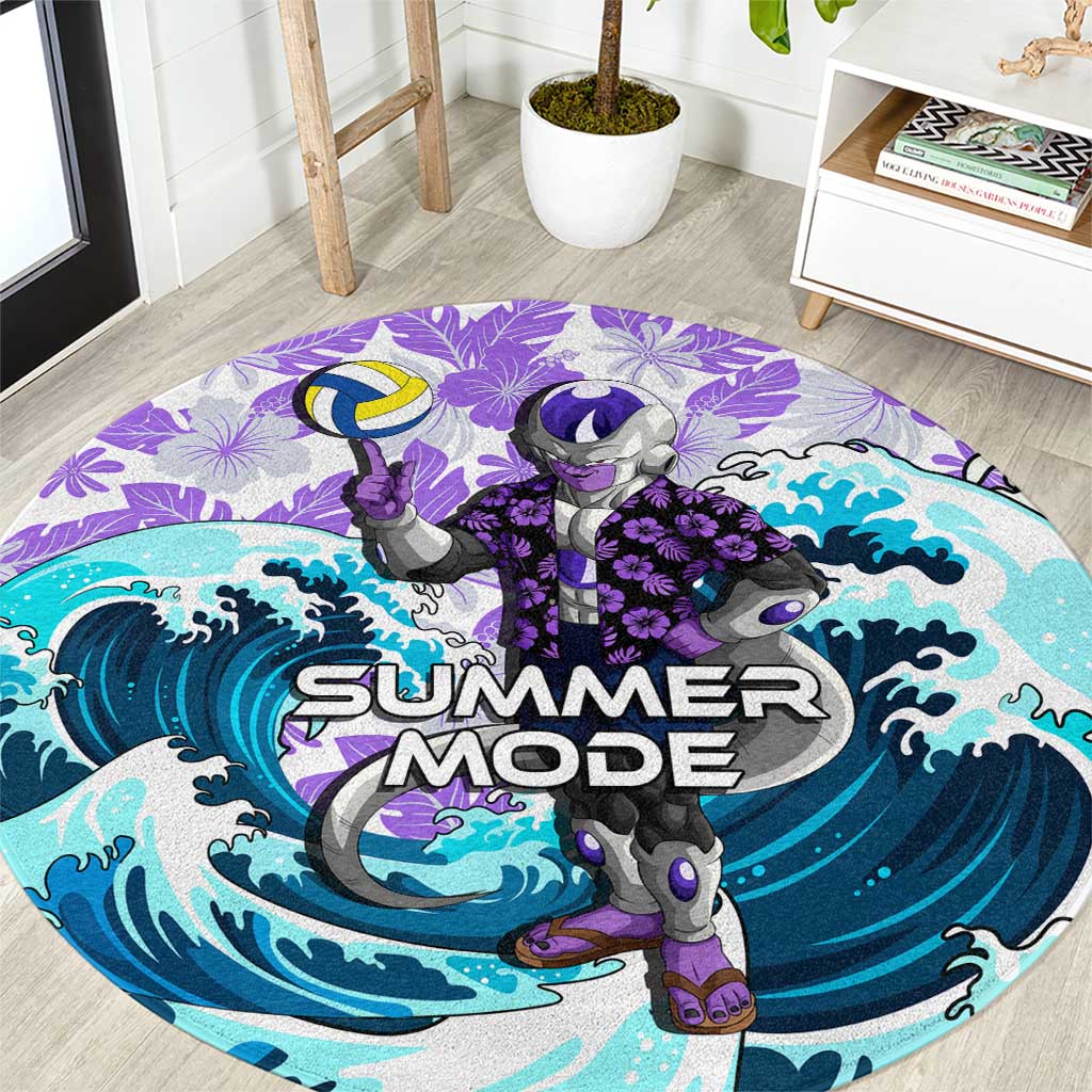 Frieza Dragon Ball Summer Theme Round Carpet with Volleyball Floral Shirt and Shenron Tropical Design - The Mazicc