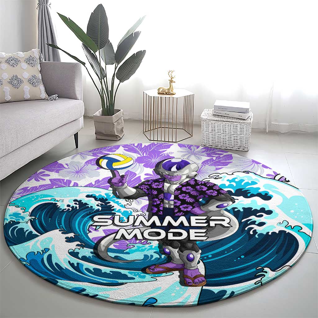 Frieza Dragon Ball Summer Theme Round Carpet with Volleyball Floral Shirt and Shenron Tropical Design - The Mazicc