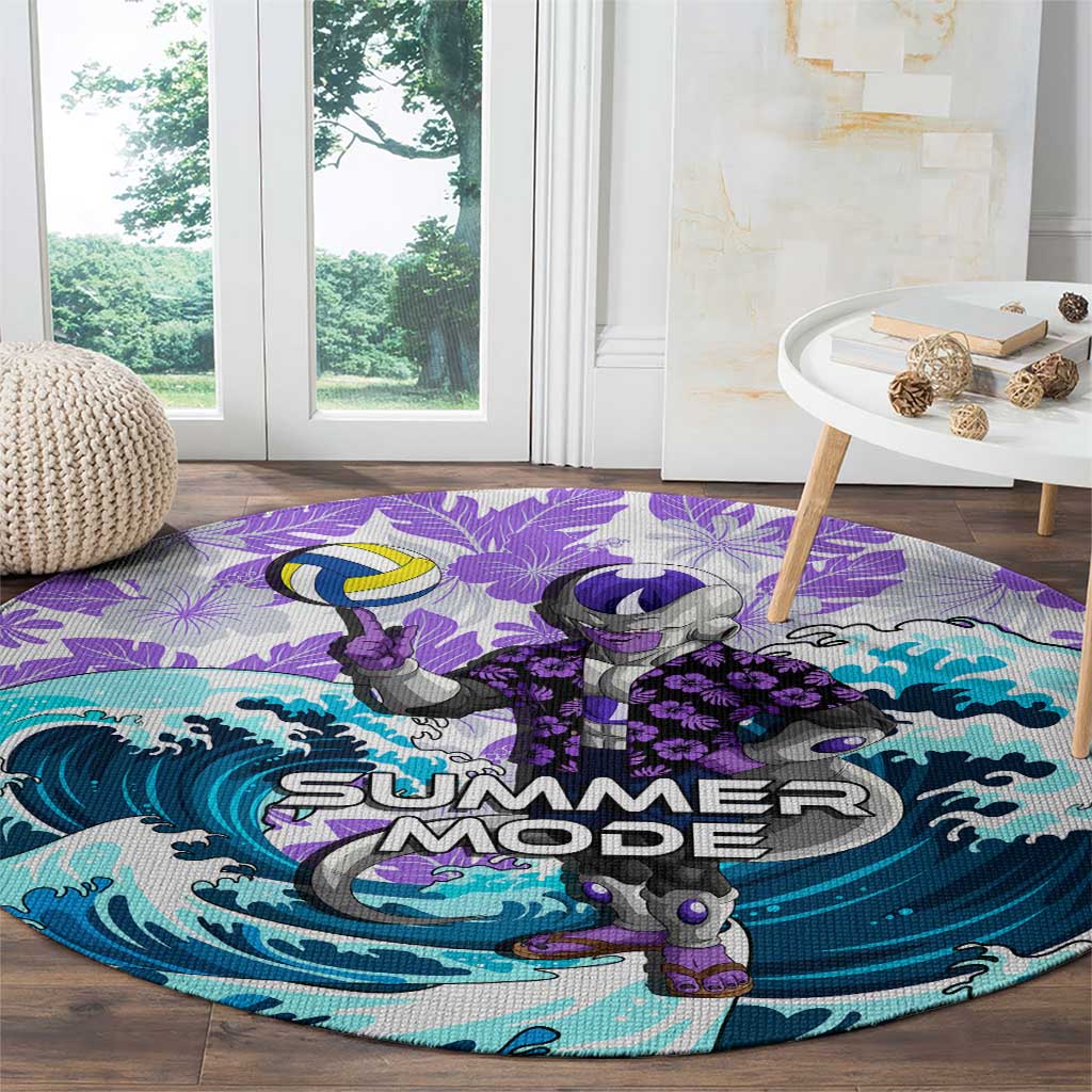 Frieza Dragon Ball Summer Theme Round Carpet with Volleyball Floral Shirt and Shenron Tropical Design - The Mazicc