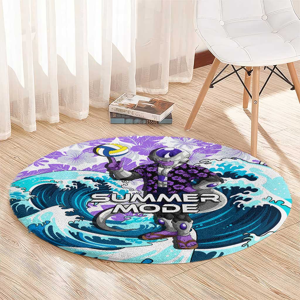 Frieza Dragon Ball Summer Theme Round Carpet with Volleyball Floral Shirt and Shenron Tropical Design - The Mazicc