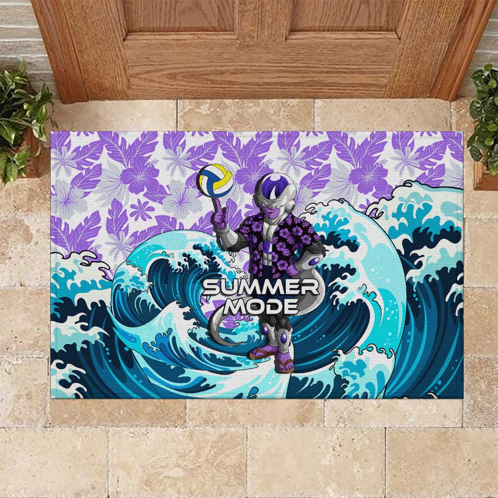 Frieza Dragon Ball Summer Theme Rubber Doormat with Volleyball Floral Shirt and Shenron Tropical Design - The Mazicc