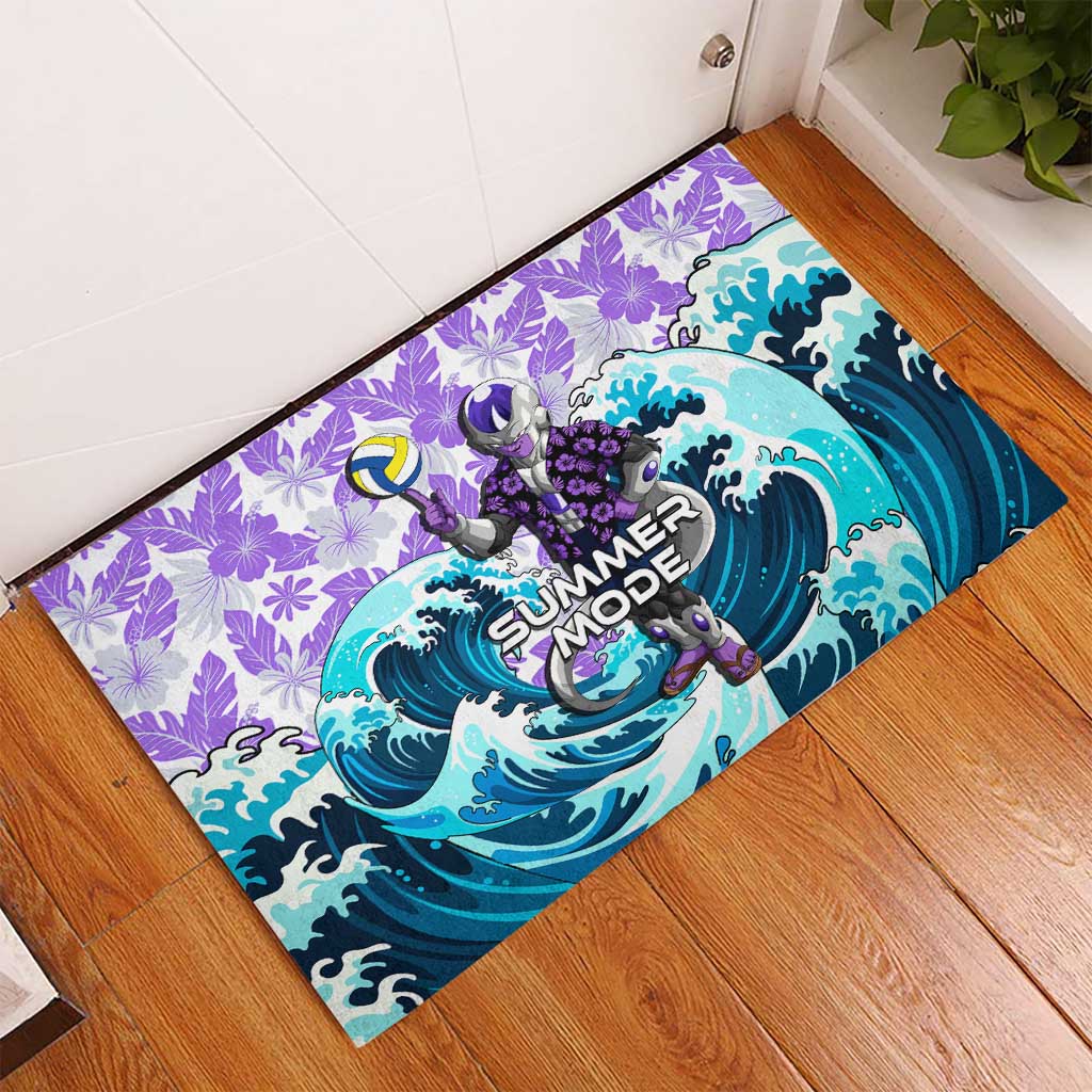 Frieza Dragon Ball Summer Theme Rubber Doormat with Volleyball Floral Shirt and Shenron Tropical Design - The Mazicc
