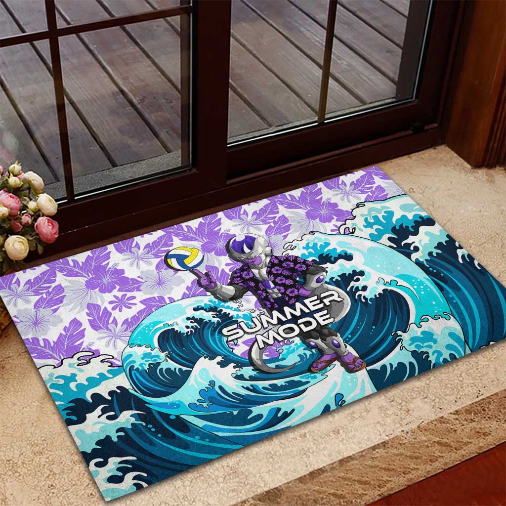 Frieza Dragon Ball Summer Theme Rubber Doormat with Volleyball Floral Shirt and Shenron Tropical Design - The Mazicc