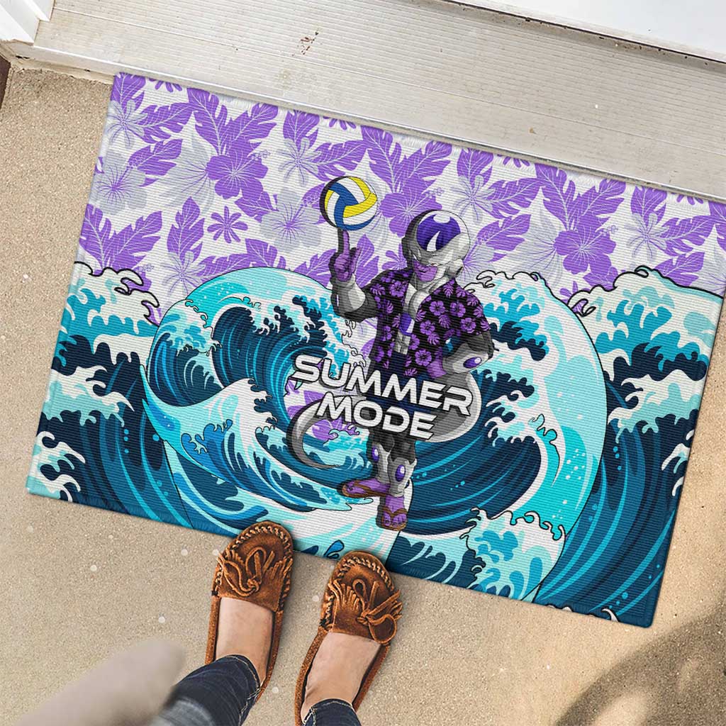 Frieza Dragon Ball Summer Theme Rubber Doormat with Volleyball Floral Shirt and Shenron Tropical Design - The Mazicc