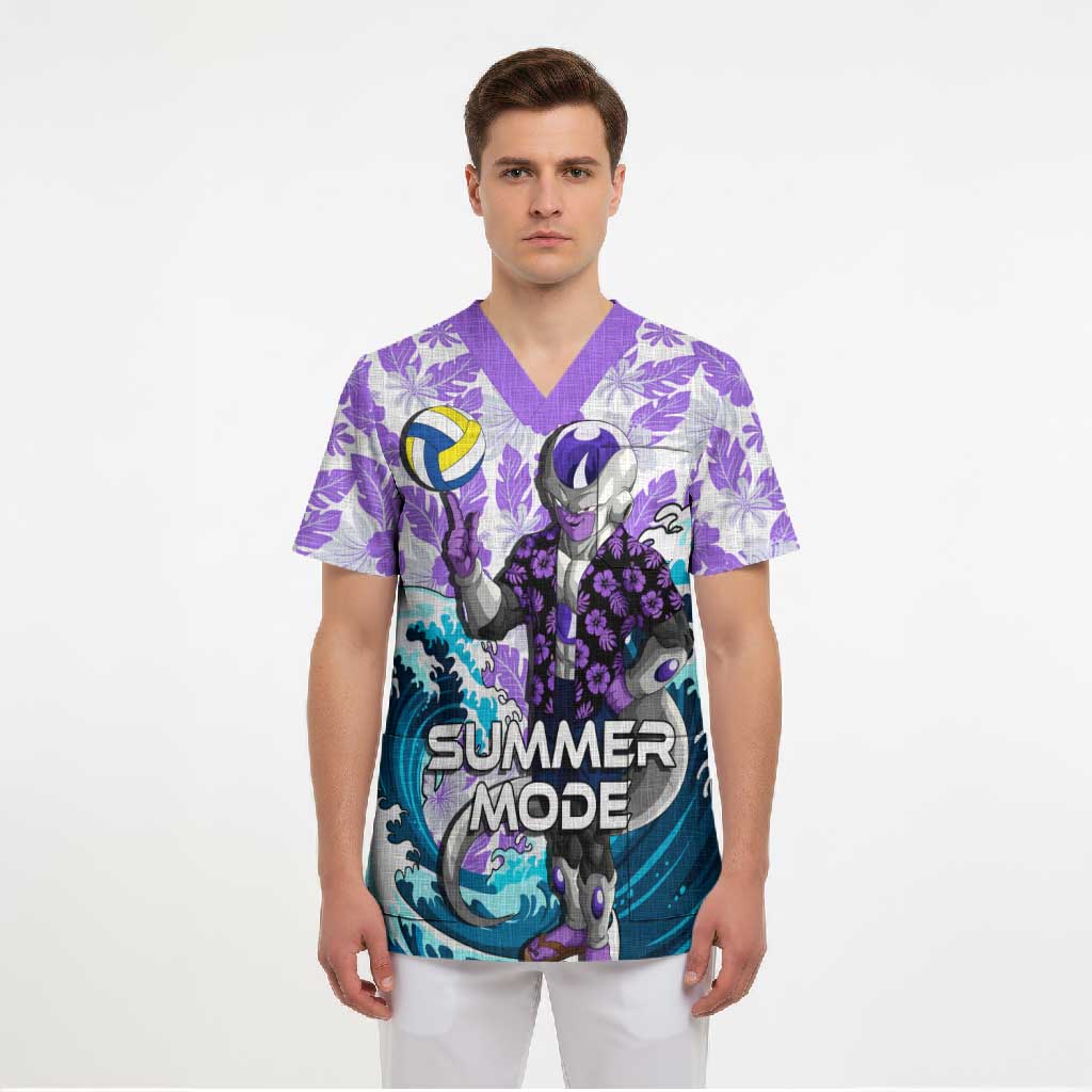 Frieza Dragon Ball Summer Theme Scrub Top with Volleyball Floral Shirt and Shenron Tropical Design - The Mazicc