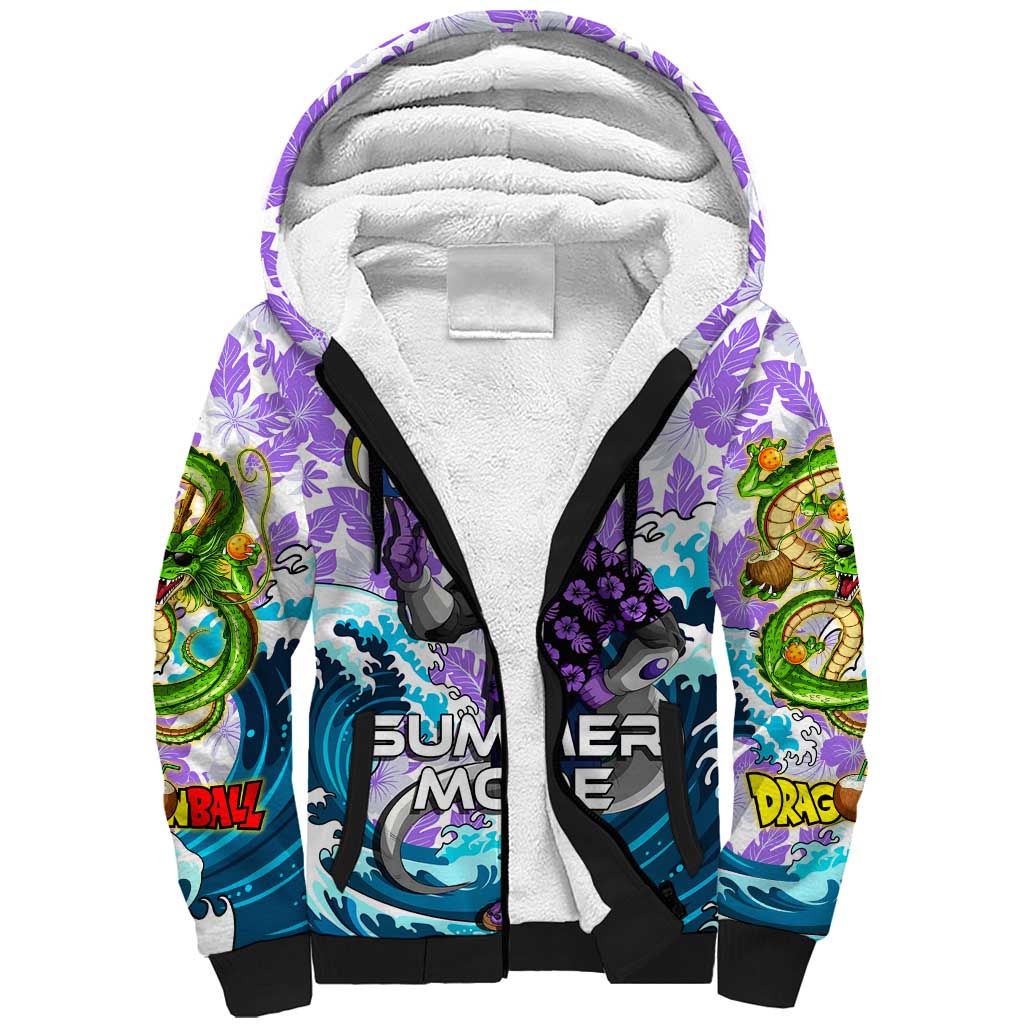 Frieza Dragon Ball Summer Theme Sherpa Hoodie with Volleyball Floral Shirt and Shenron Tropical Design - The Mazicc