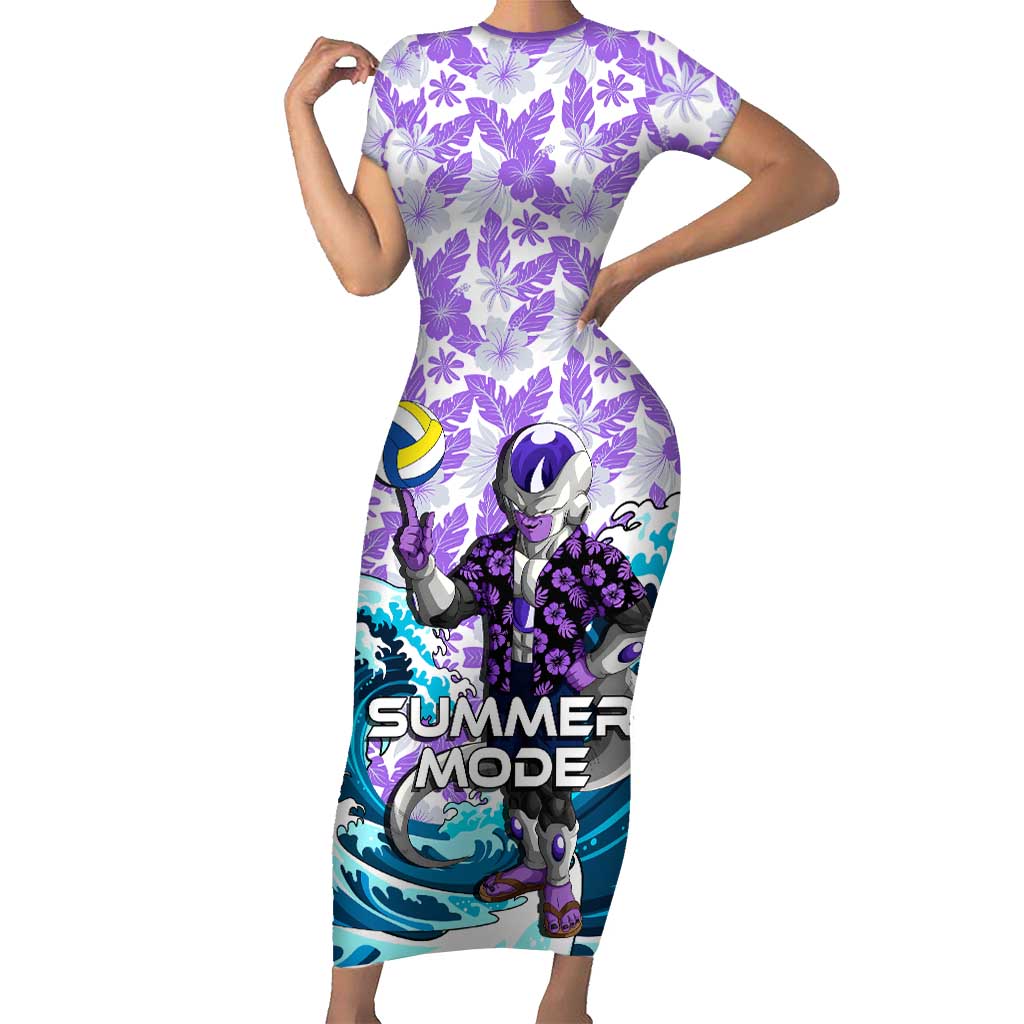 Frieza Dragon Ball Summer Theme Short Sleeve Bodycon Dress with Volleyball Floral Shirt and Shenron Tropical Design - The Mazicc