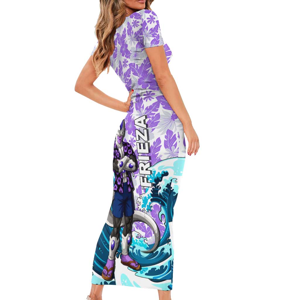Frieza Dragon Ball Summer Theme Short Sleeve Bodycon Dress with Volleyball Floral Shirt and Shenron Tropical Design - The Mazicc