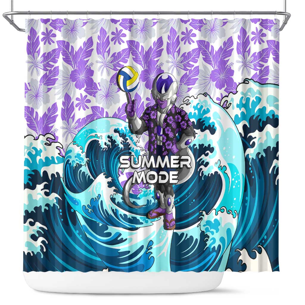 Frieza Dragon Ball Summer Theme Shower Curtain with Volleyball Floral Shirt and Shenron Tropical Design - The Mazicc