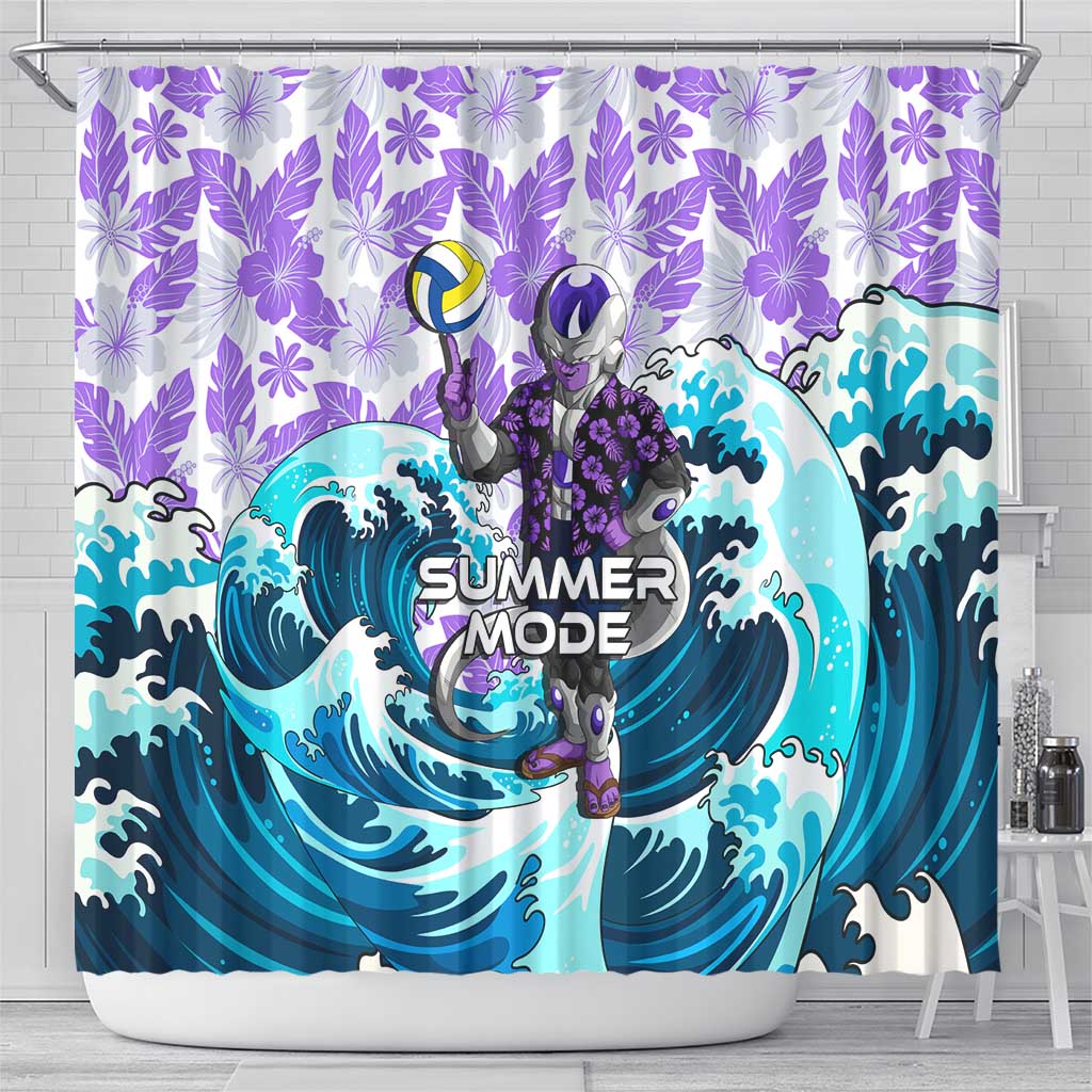 Frieza Dragon Ball Summer Theme Shower Curtain with Volleyball Floral Shirt and Shenron Tropical Design - The Mazicc