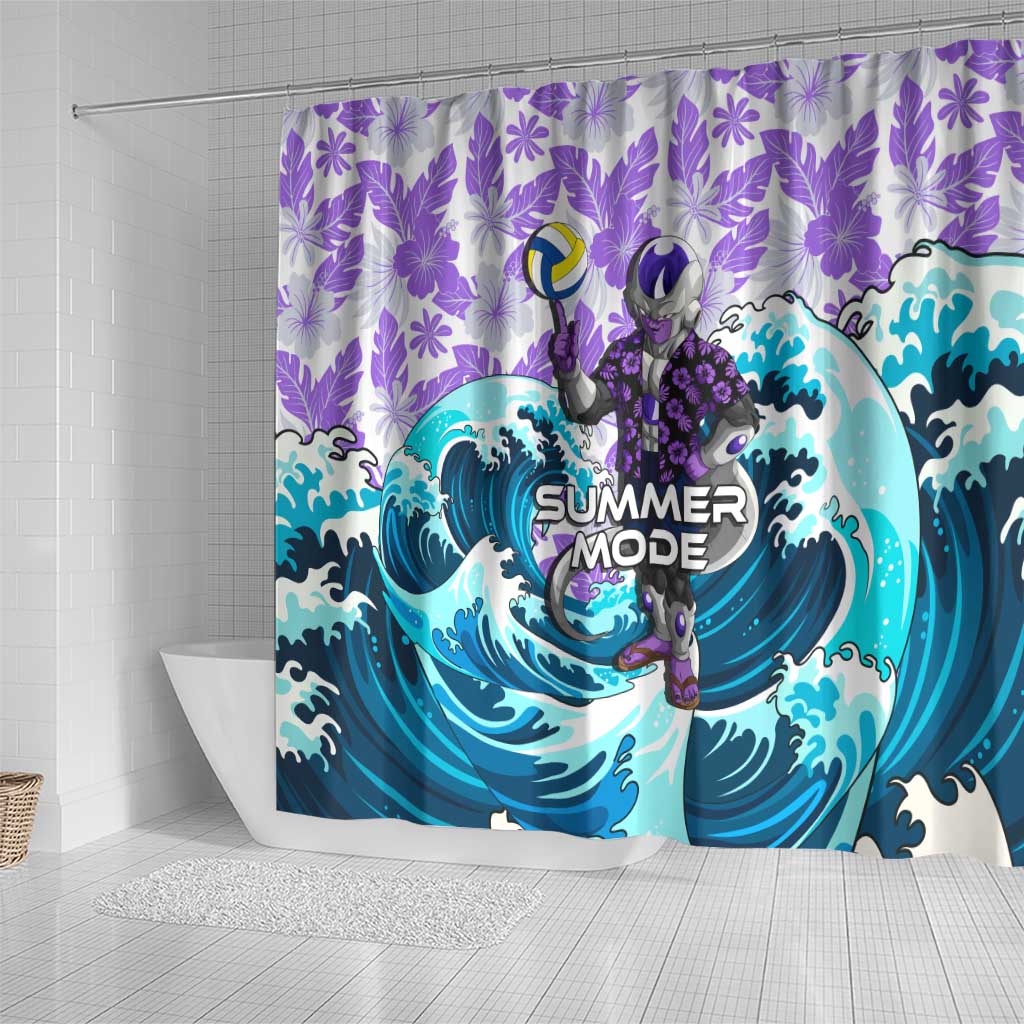 Frieza Dragon Ball Summer Theme Shower Curtain with Volleyball Floral Shirt and Shenron Tropical Design - The Mazicc