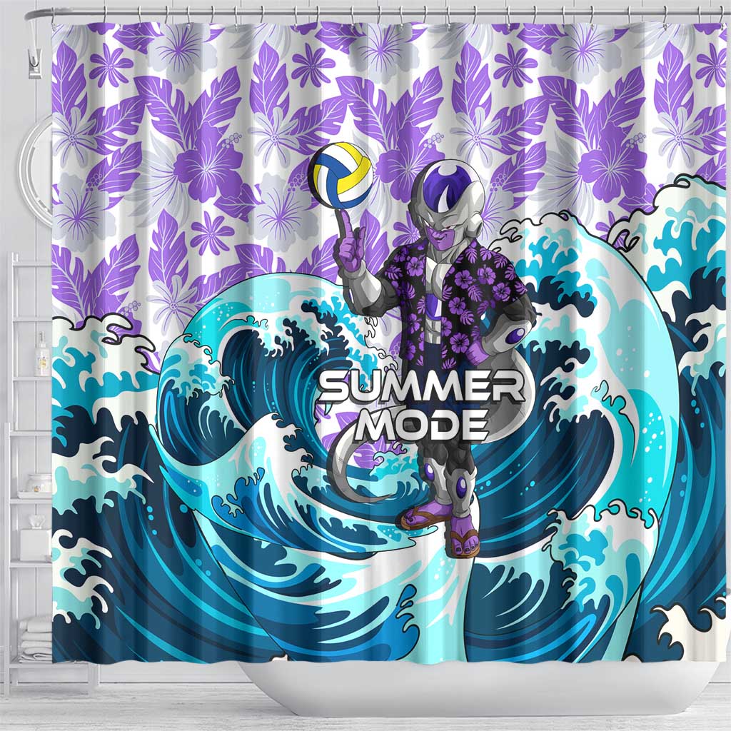 Frieza Dragon Ball Summer Theme Shower Curtain with Volleyball Floral Shirt and Shenron Tropical Design - The Mazicc
