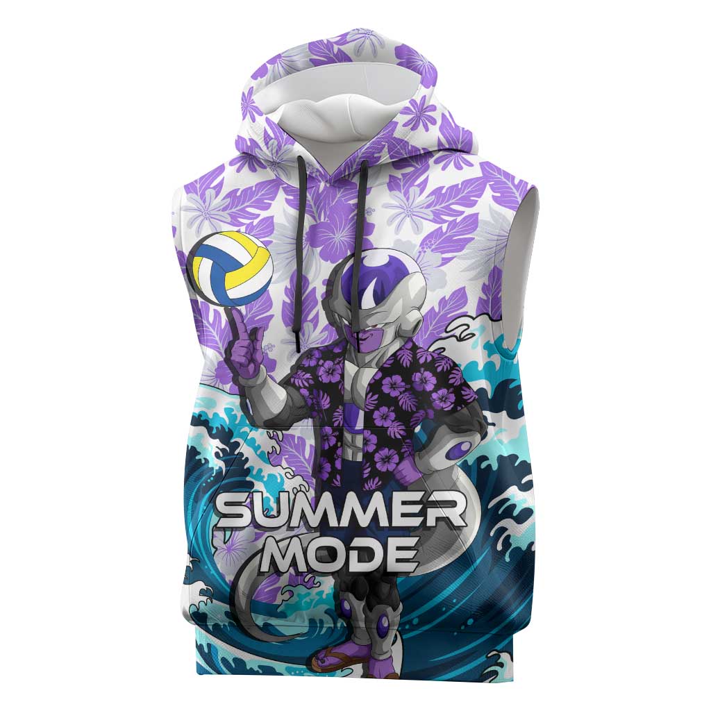 Frieza Dragon Ball Summer Theme Sleeveless Hoodie with Volleyball Floral Shirt and Shenron Tropical Design - The Mazicc