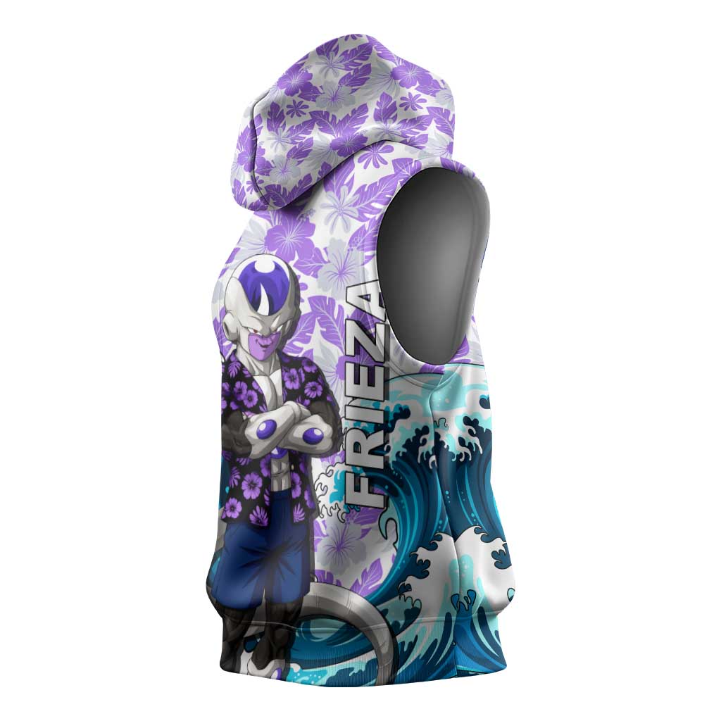 Frieza Dragon Ball Summer Theme Sleeveless Hoodie with Volleyball Floral Shirt and Shenron Tropical Design - The Mazicc