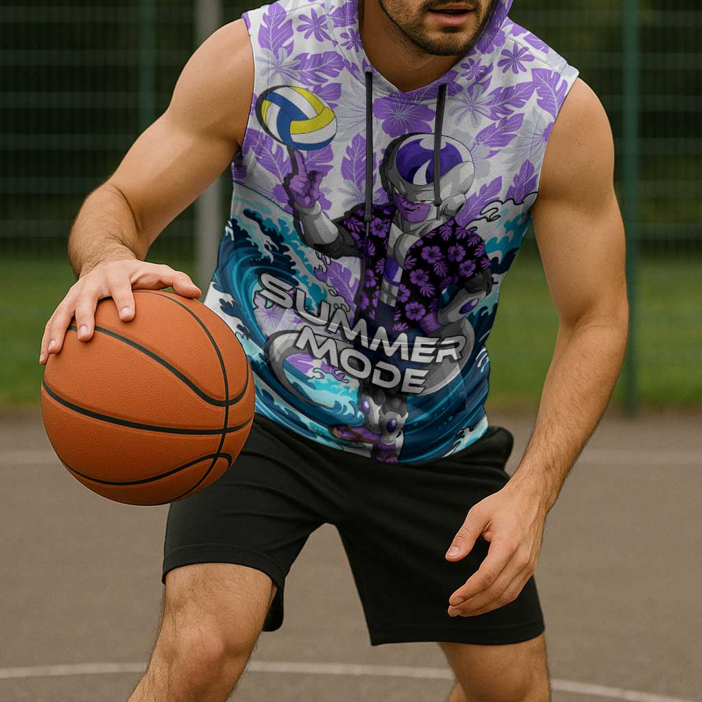 Frieza Dragon Ball Summer Theme Sleeveless Hoodie with Volleyball Floral Shirt and Shenron Tropical Design - The Mazicc