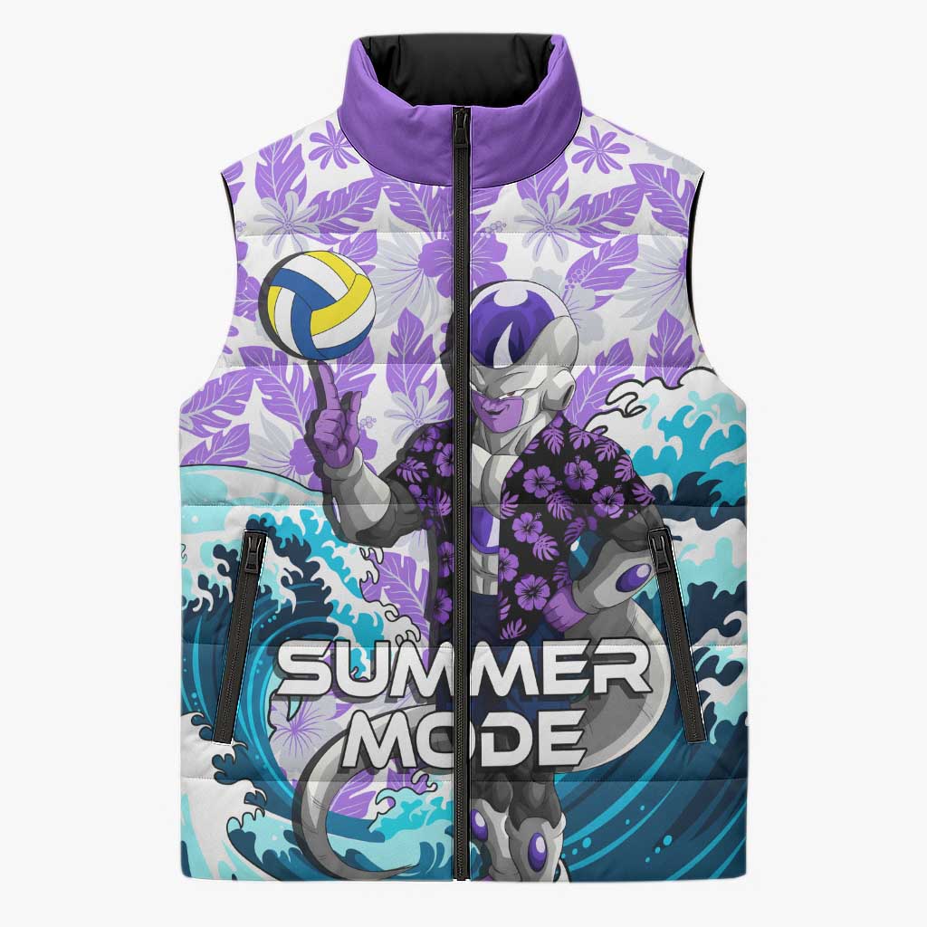 Frieza Dragon Ball Summer Theme Sleeveless Puffer Jacket with Volleyball Floral Shirt and Shenron Tropical Design - The Mazicc
