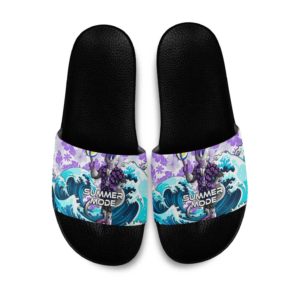 Frieza Dragon Ball Summer Theme Slide Sandals with Volleyball Floral Shirt and Shenron Tropical Design - The Mazicc