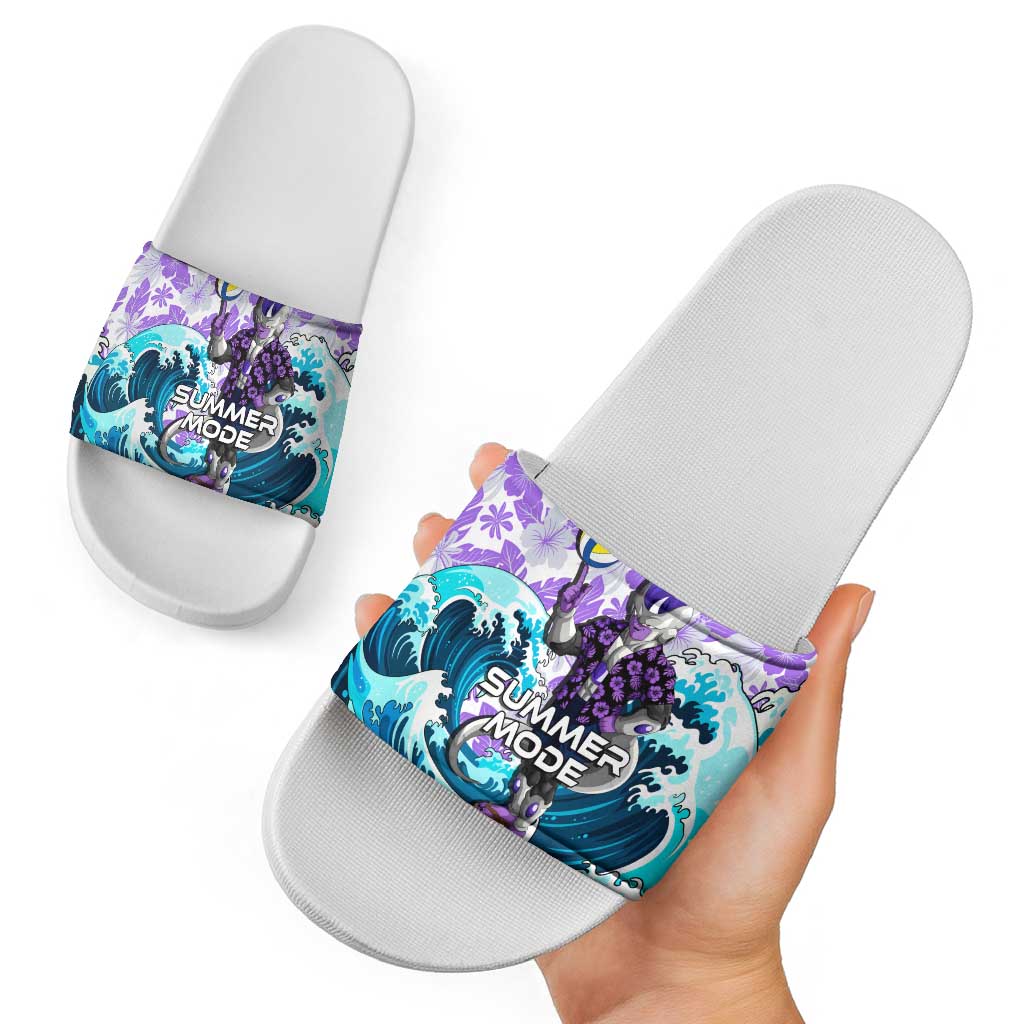 Frieza Dragon Ball Summer Theme Slide Sandals with Volleyball Floral Shirt and Shenron Tropical Design - The Mazicc
