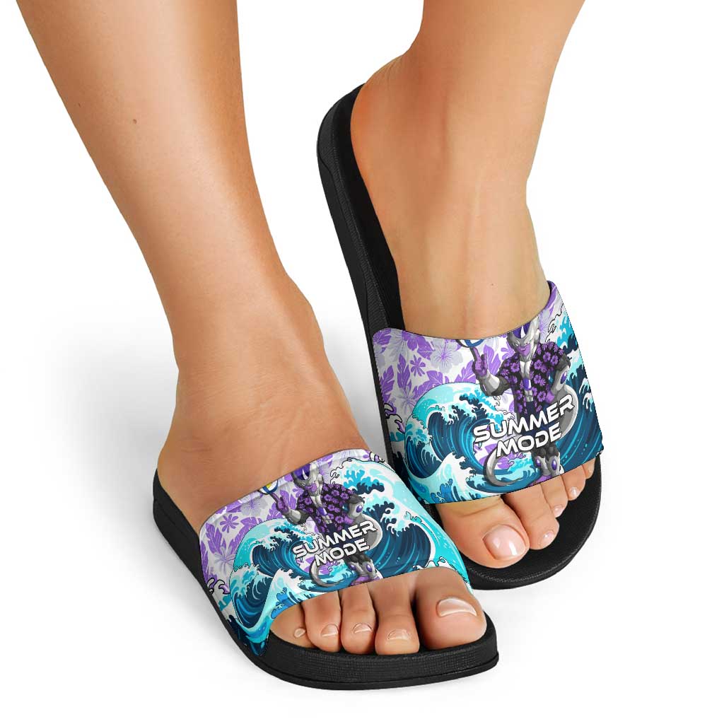 Frieza Dragon Ball Summer Theme Slide Sandals with Volleyball Floral Shirt and Shenron Tropical Design - The Mazicc