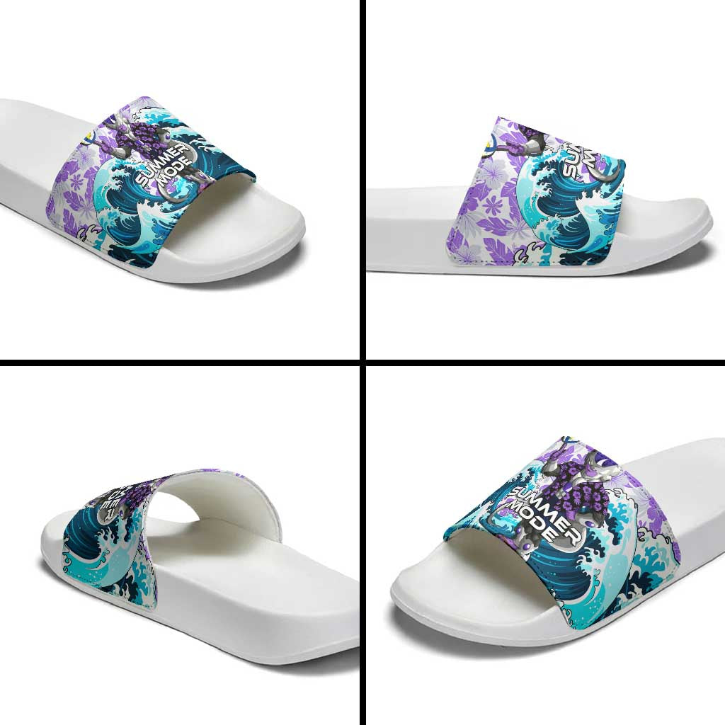 Frieza Dragon Ball Summer Theme Slide Sandals with Volleyball Floral Shirt and Shenron Tropical Design - The Mazicc