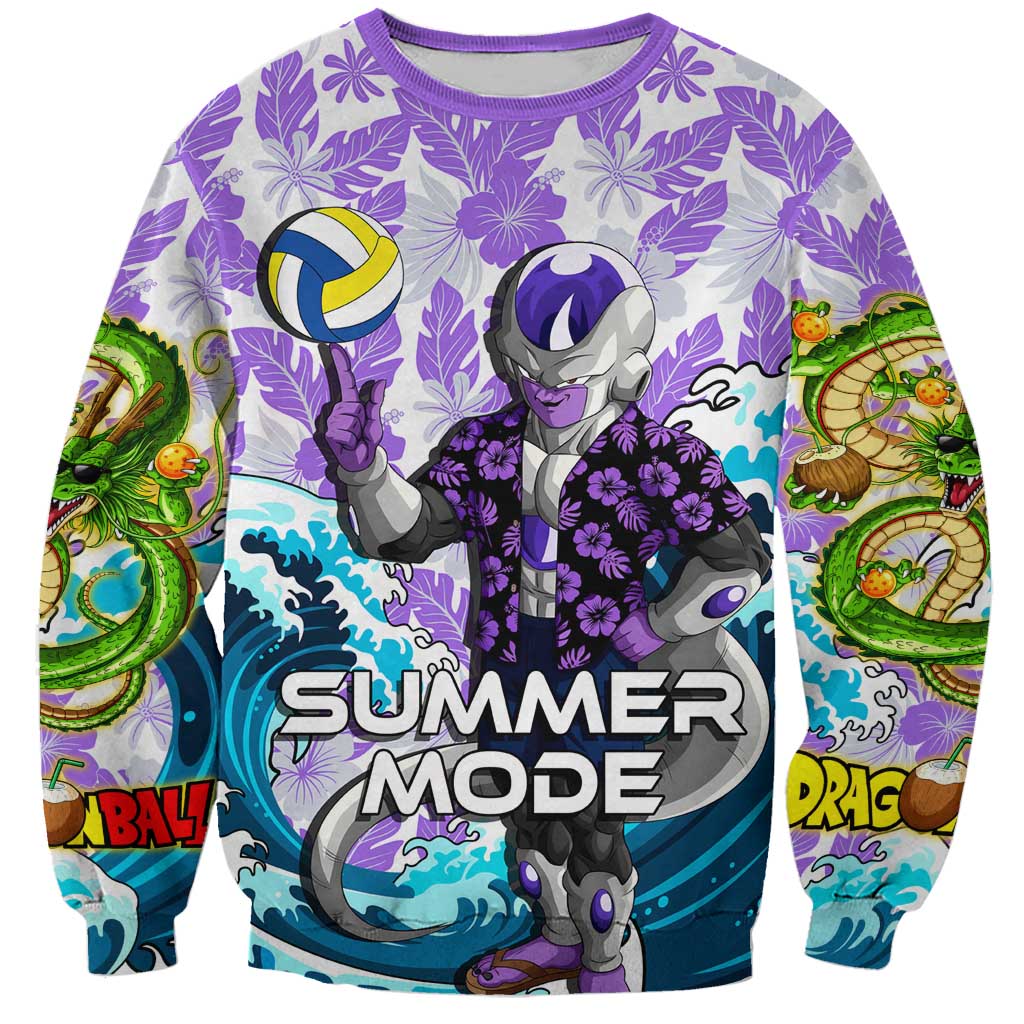 Frieza Dragon Ball Summer Theme Sweatshirt with Volleyball Floral Shirt and Shenron Tropical Design - The Mazicc