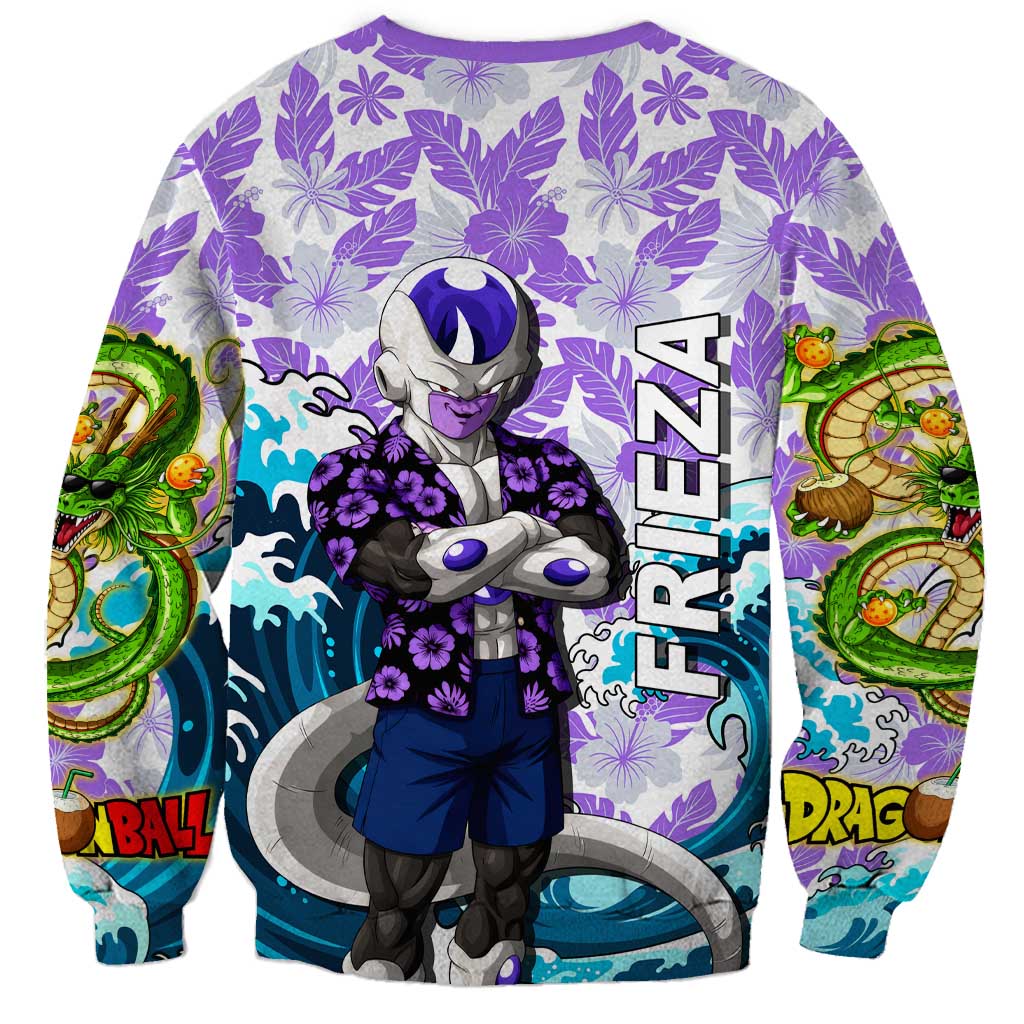 Frieza Dragon Ball Summer Theme Sweatshirt with Volleyball Floral Shirt and Shenron Tropical Design - The Mazicc