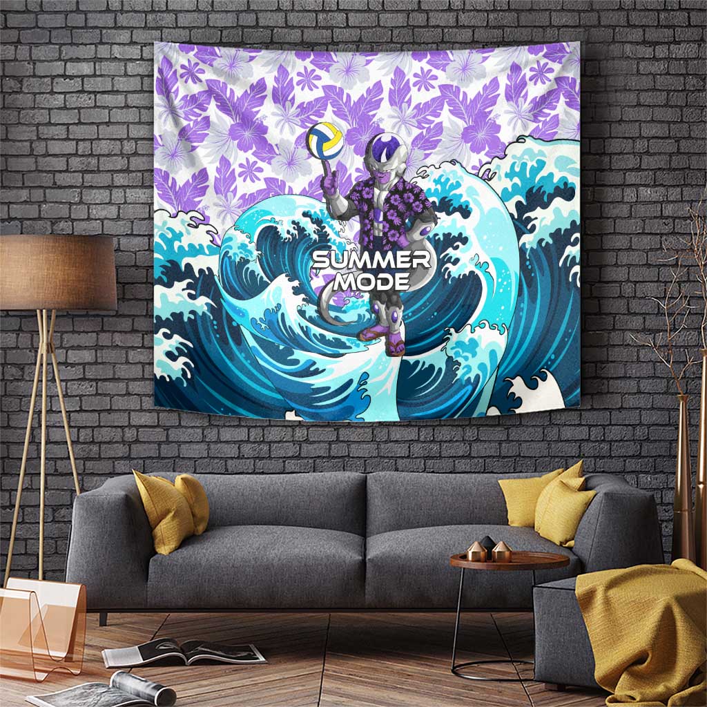 Frieza Dragon Ball Summer Theme Tapestry with Volleyball Floral Shirt and Shenron Tropical Design - The Mazicc