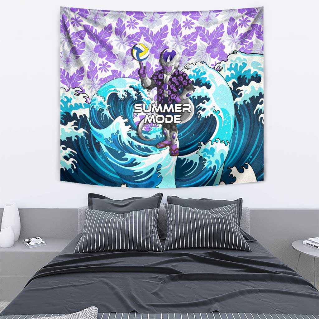 Frieza Dragon Ball Summer Theme Tapestry with Volleyball Floral Shirt and Shenron Tropical Design - The Mazicc