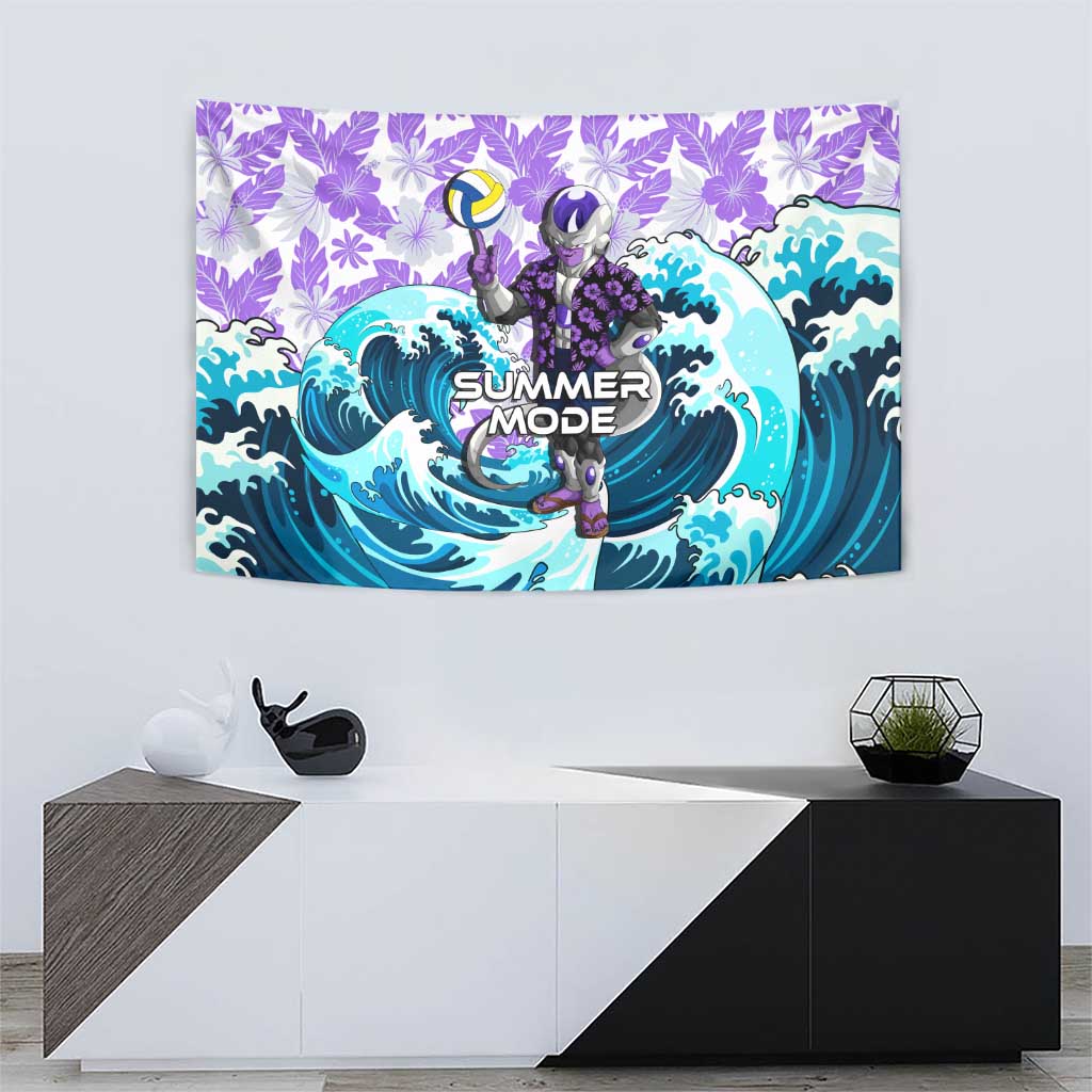 Frieza Dragon Ball Summer Theme Tapestry with Volleyball Floral Shirt and Shenron Tropical Design - The Mazicc
