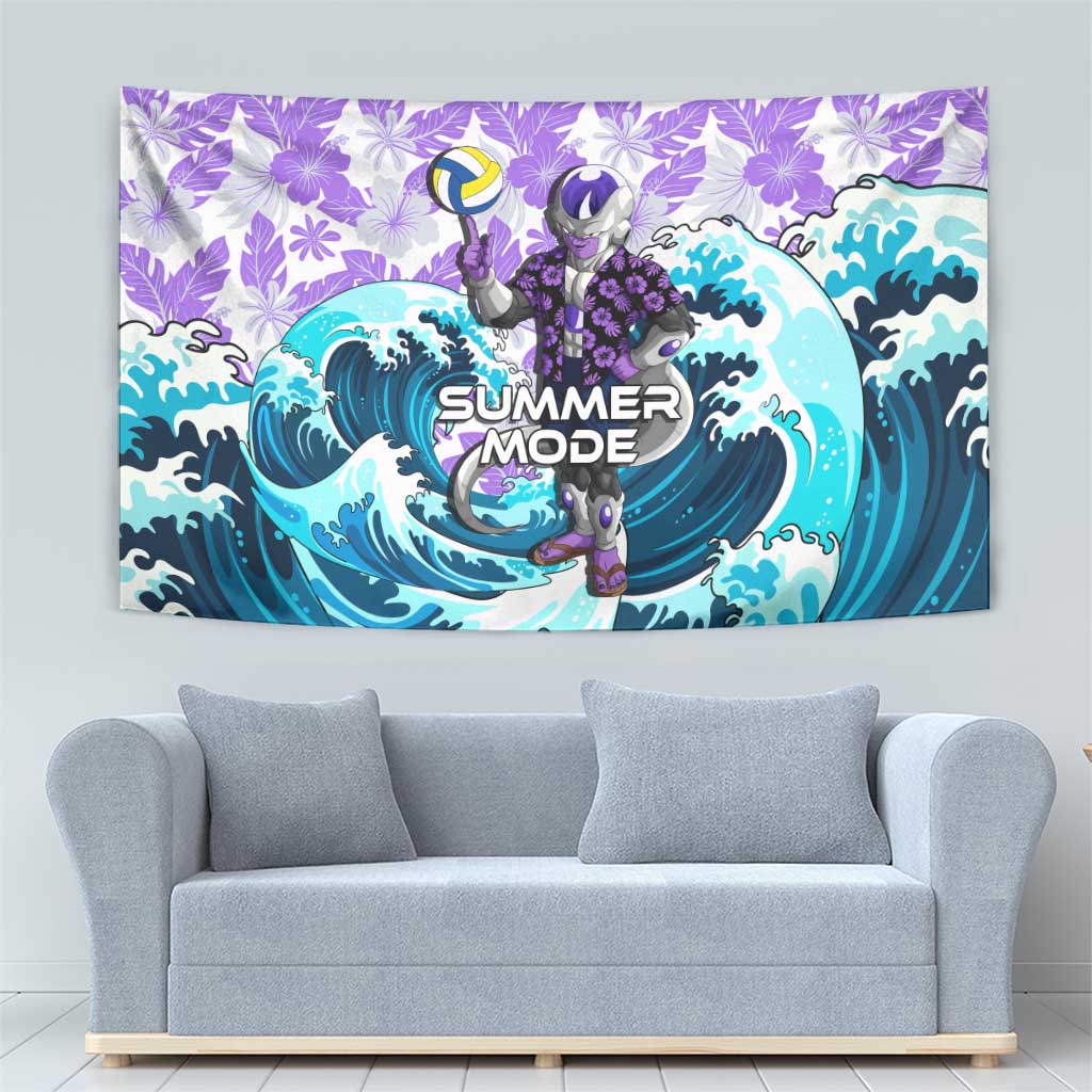 Frieza Dragon Ball Summer Theme Tapestry with Volleyball Floral Shirt and Shenron Tropical Design - The Mazicc