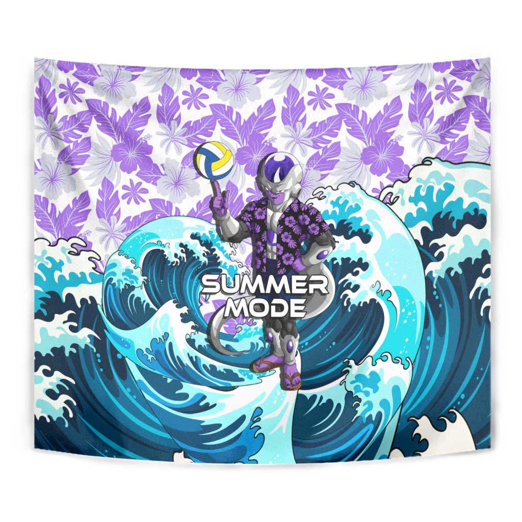Frieza Dragon Ball Summer Theme Tapestry with Volleyball Floral Shirt and Shenron Tropical Design - The Mazicc