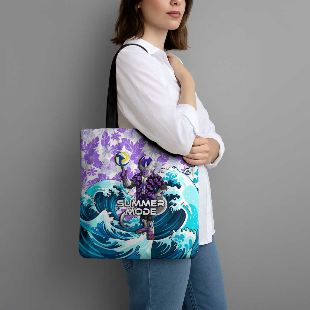 Frieza Dragon Ball Summer Theme Tote Bag with Volleyball Floral Shirt and Shenron Tropical Design - The Mazicc